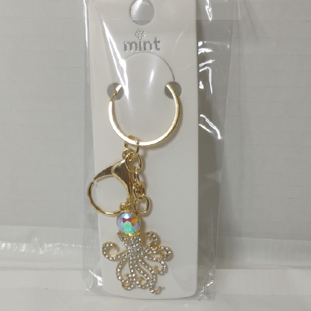 Mint Octopus AB Clear Keychain & Purse Charm